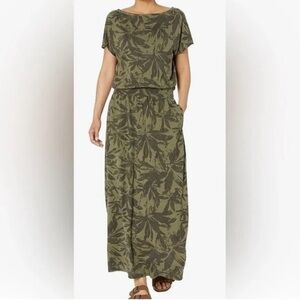Prana Cosy Up Skyland Dress in Cargo Palms Colourway Maxi Length Dress